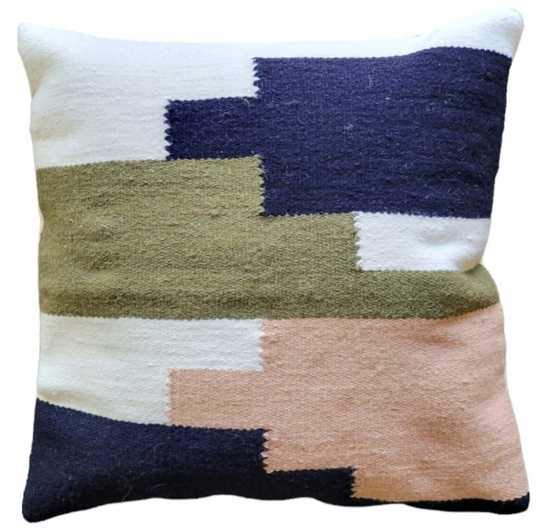 Navy Blue Wool Throw Pillow Cover