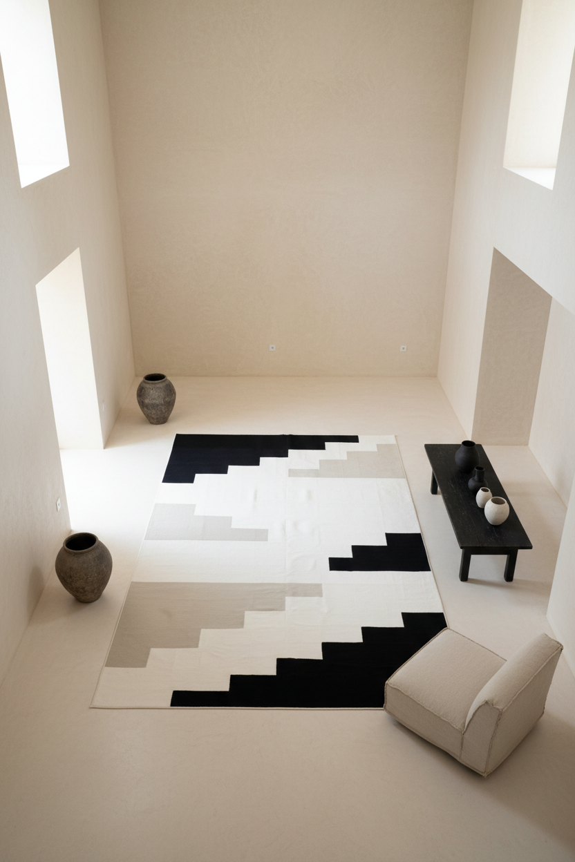 Vela Cotton Black &amp; Taupe Kilim Rug