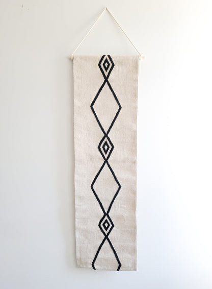 White Diamonds Handwoven Wall Hanging Tapestry