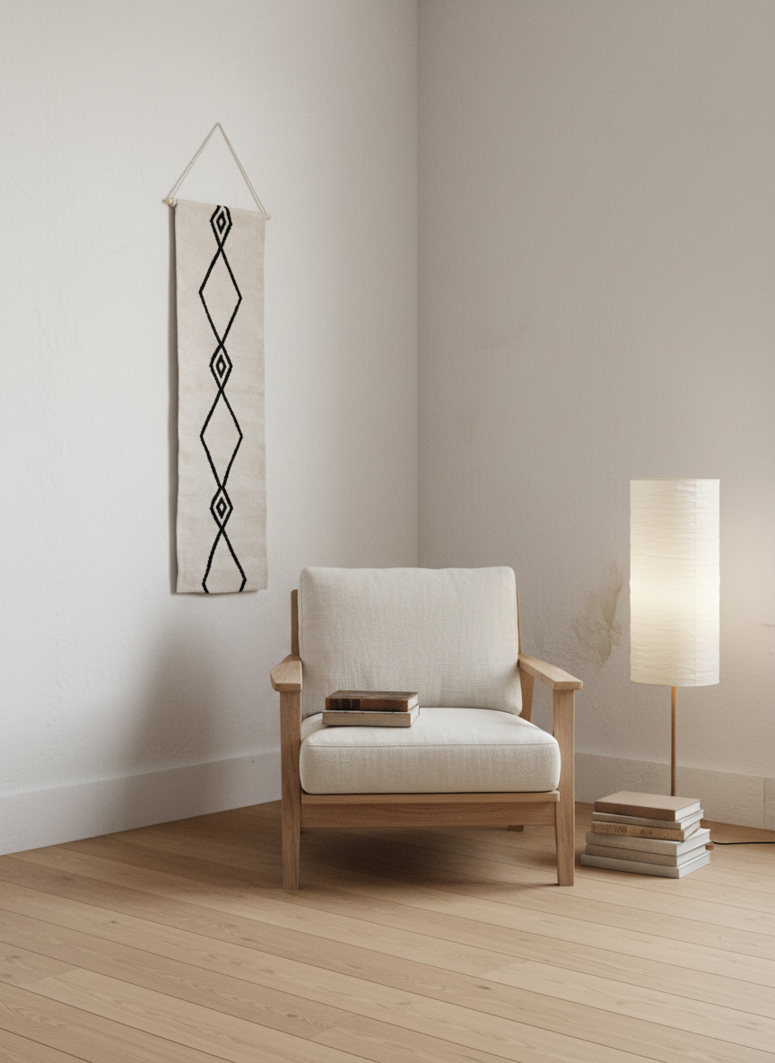 White Diamonds Handwoven Wall Hanging Tapestry