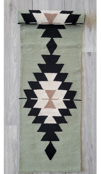 Green Sahara Table Runner | Natural Wool