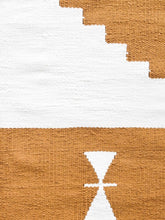 mustard and white rug