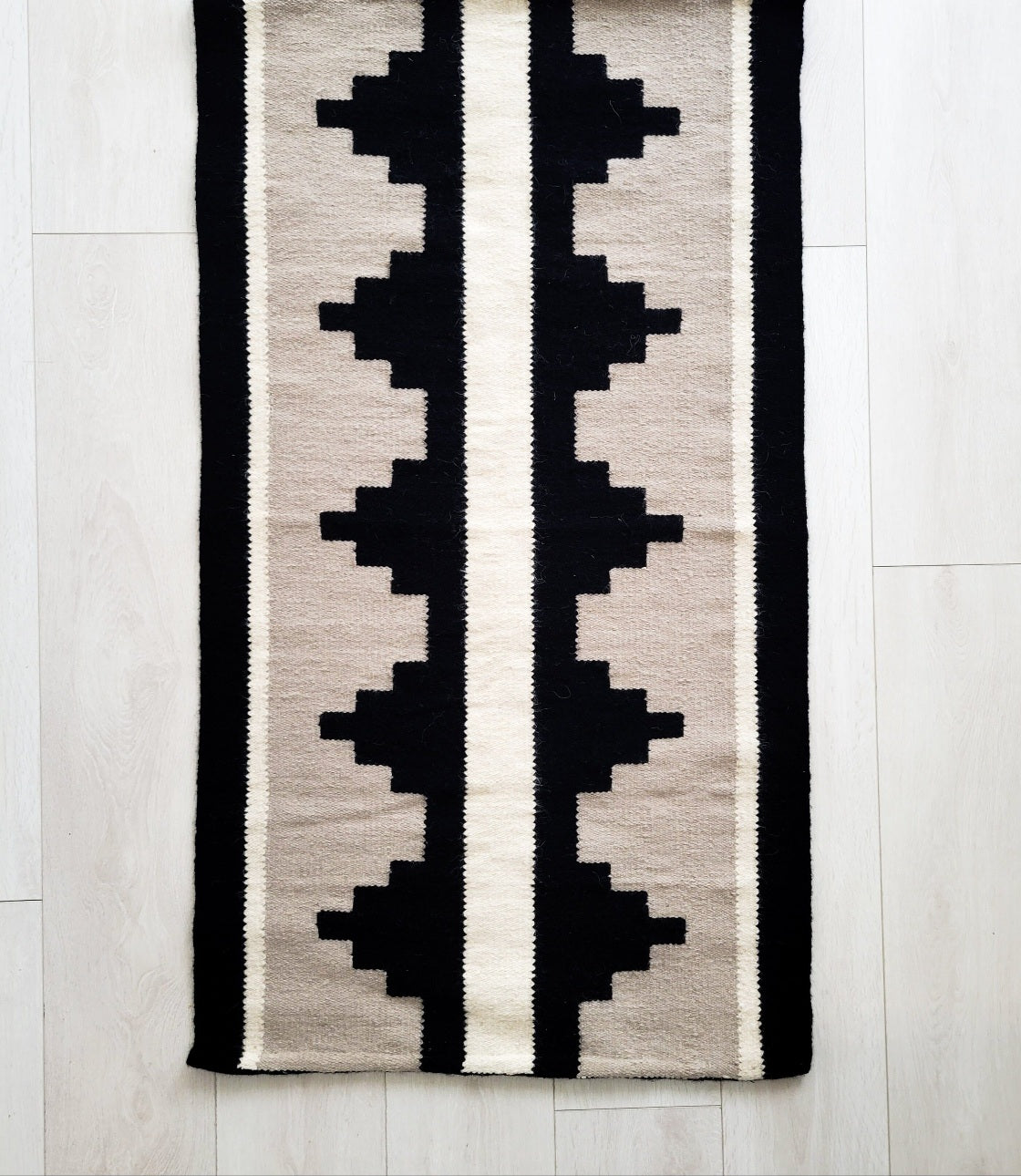 Black Runner Rug Natural Wool Mumo Toronto