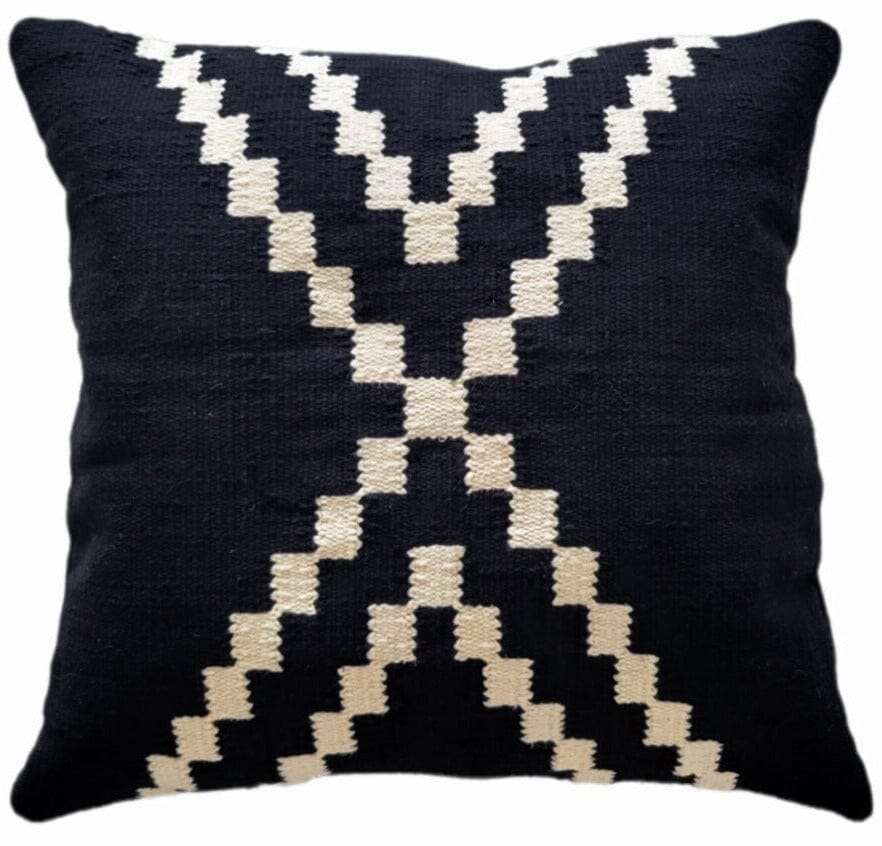 Black Maria Handwoven Cotton Decorative Throw Pillow Cover