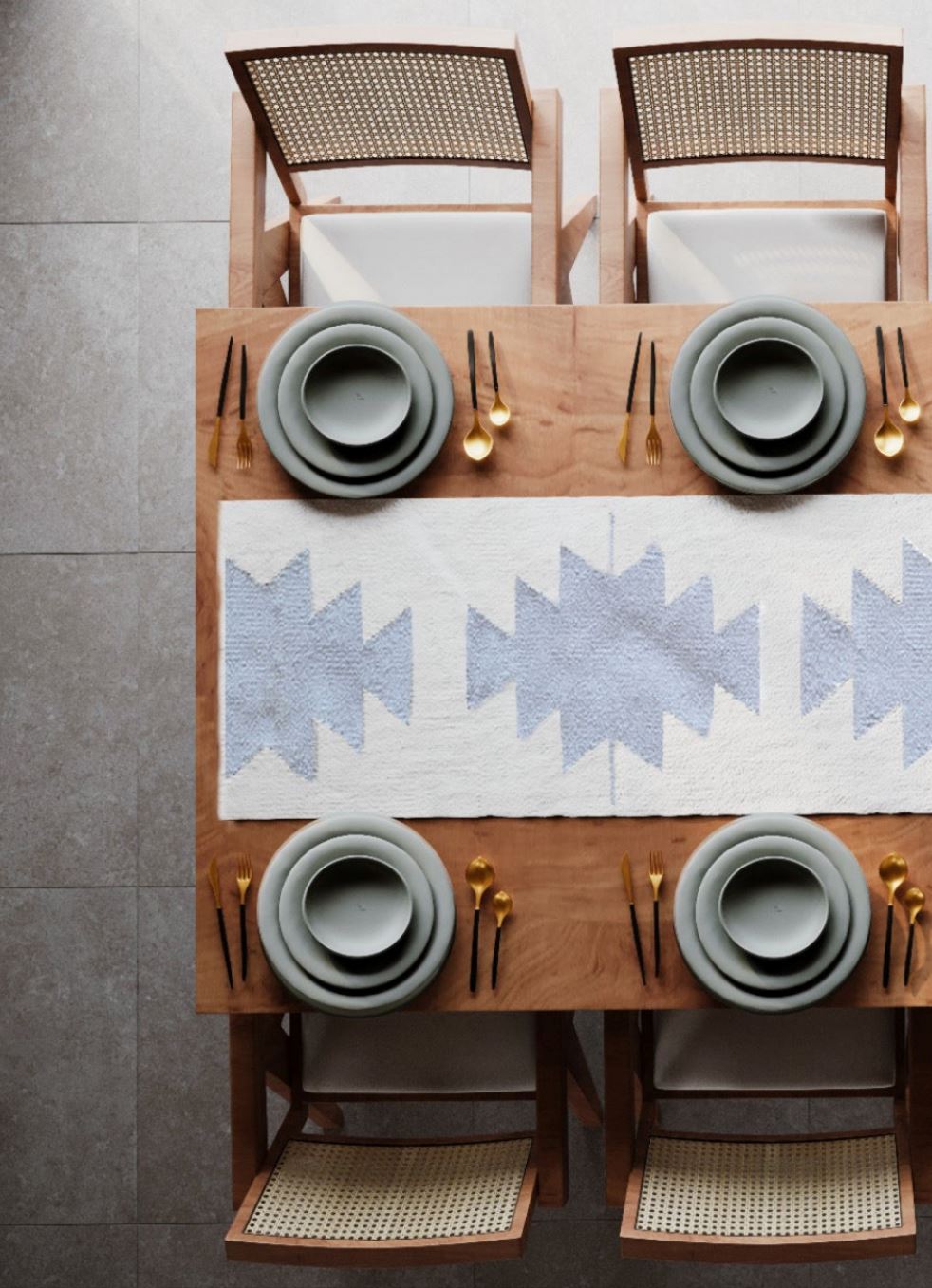 Grey Cleo Table Runner | Natural Wool