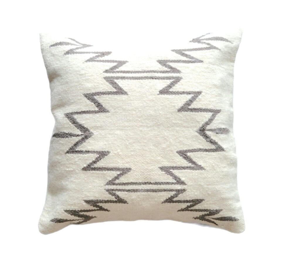 Neutral Cleo Handwoven Wool Decorative Throw Pillow Cover