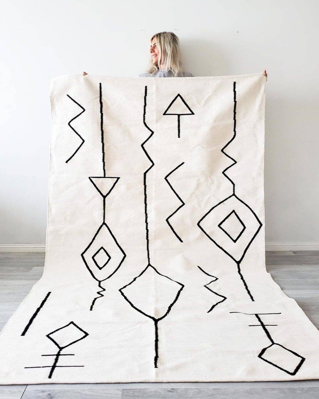 Handwoven white modern rugs