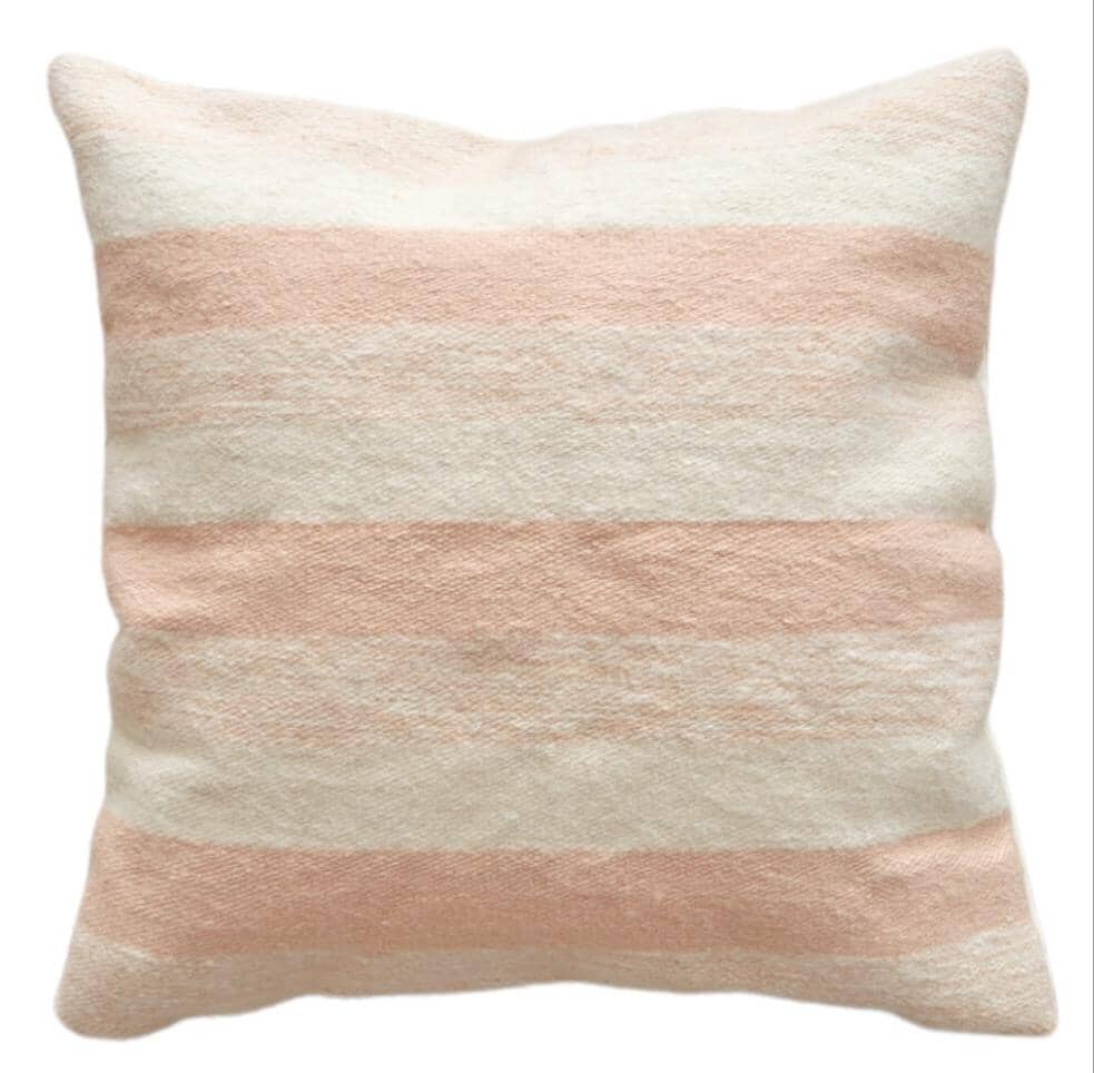 pink throw pillows 100% wool