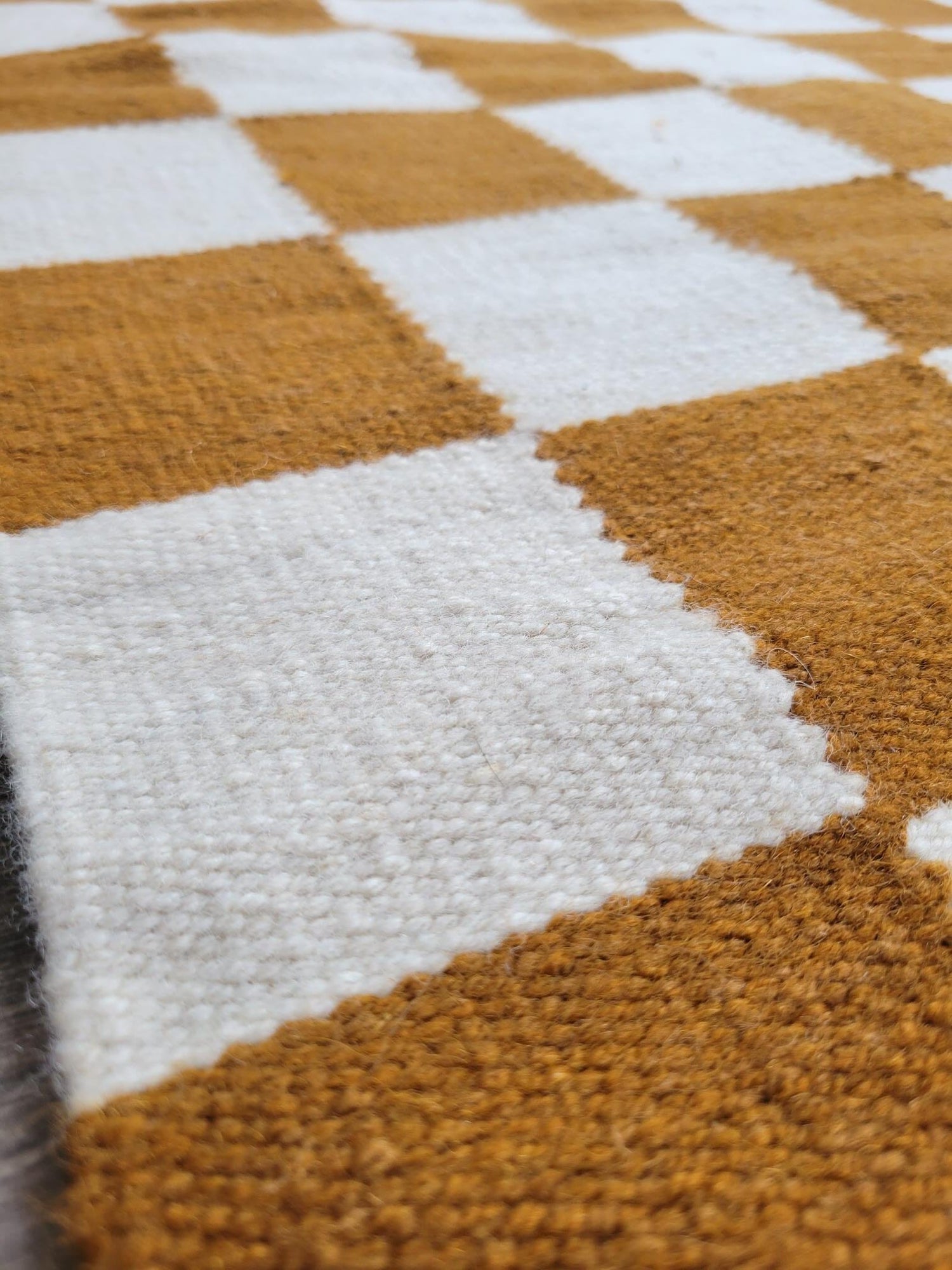 Rustic Checkered Handwoven Area Rug