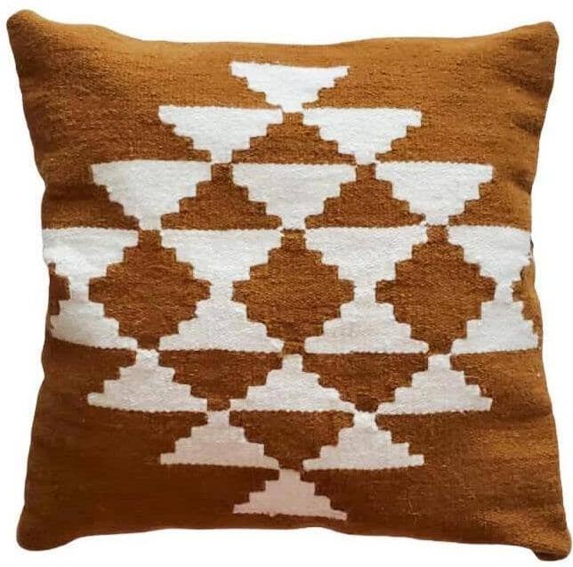Handwoven rust colored throw pillows