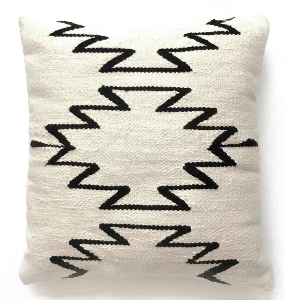 White Cleo Handwoven Cotton Decorative Throw Pillow Cover